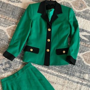Doncaster green skirt set holiday blazer skirt pencil suit professional classy